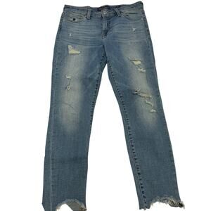 Lucky Brand Jeans Womens 2 Blue Ava Skinny Ripped Raw‎ Hem Cotton